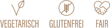 Icons für vegetarisch, glutenfrei und fair